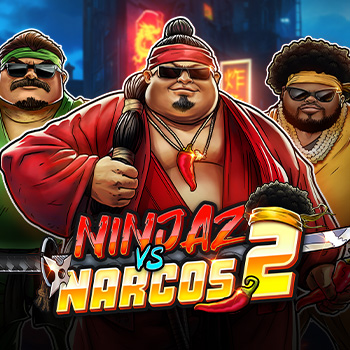 Обложка слота Ninjaz vs Narcos 2 с тремя персонажами