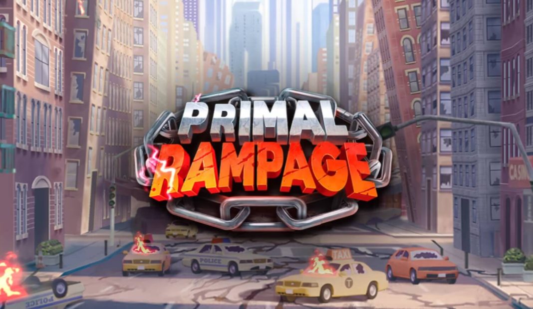 Обложка слота Primal Rampage с городской улицей